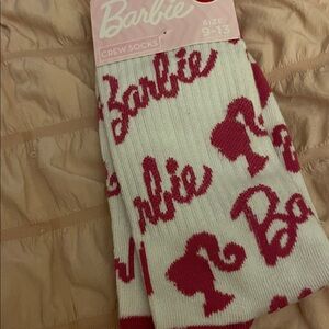 Barbie White and Pink Logo Socks